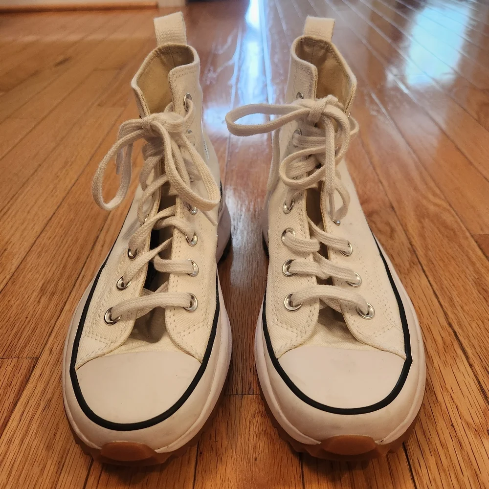 Converse White Run Star Hike Hi Platform Shoes 166799C - Picture 2 of 8
